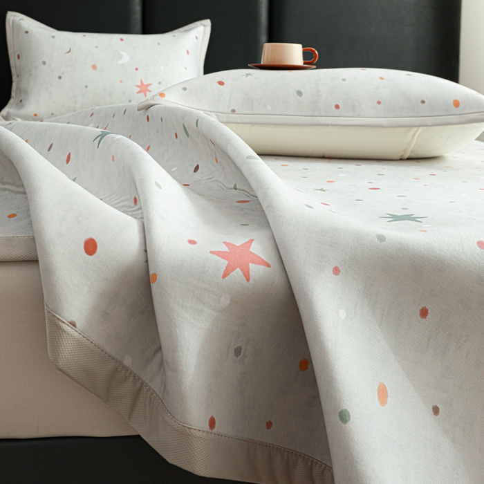 91家纺网 家纺一手货源 找家纺 富馨莱 2026新款高端竹纤维席子平铺款软凉席三件套夏季凉席席子 星月交辉