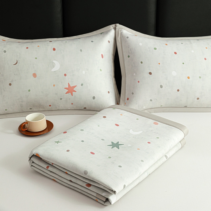 91家纺网 家纺一手货源 找家纺 富馨莱 2026新款高端竹纤维席子平铺款软凉席三件套夏季凉席席子 星月交辉