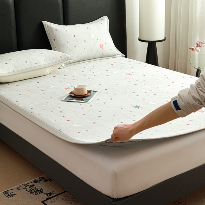 91家纺网 家纺一手货源 找家纺 富馨莱 2026新款高端竹纤维席子平铺款软凉席三件套夏季凉席席子 星月交辉