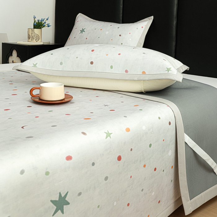 91家纺网 家纺一手货源 找家纺 富馨莱 2026新款高端竹纤维席子平铺款软凉席三件套夏季凉席席子 星月交辉