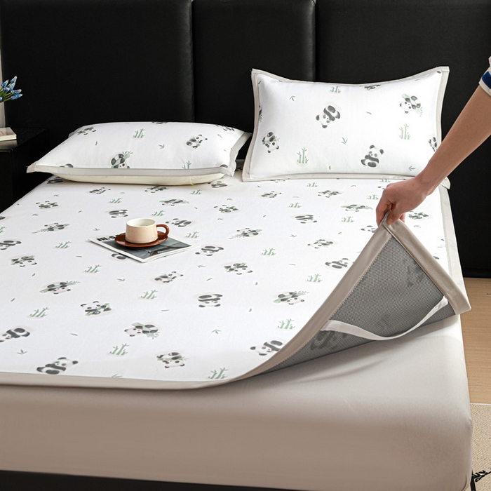 91家纺网 家纺一手货源 找家纺 富馨莱 2026新款高端竹纤维席子平铺款软凉席三件套夏季凉席席子 竹子熊猫