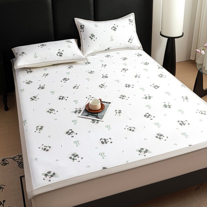 91家纺网 家纺一手货源 找家纺 富馨莱 2026新款高端竹纤维席子平铺款软凉席三件套夏季凉席席子 竹子熊猫