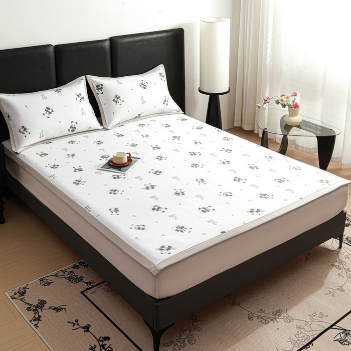 91家纺网 家纺一手货源 找家纺 富馨莱 2026新款高端竹纤维席子平铺款软凉席三件套夏季凉席席子 竹子熊猫