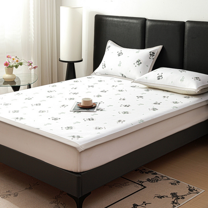 91家纺网 家纺一手货源 找家纺 富馨莱 2026新款高端竹纤维席子平铺款软凉席三件套夏季凉席席子 竹子熊猫