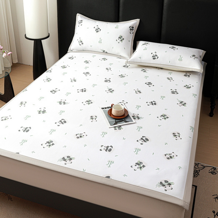 91家纺网 家纺一手货源 找家纺 富馨莱 2026新款高端竹纤维席子平铺款软凉席三件套夏季凉席席子 竹子熊猫