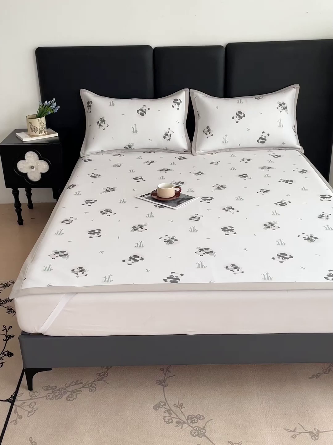 91家纺网 家纺一手货源 找家纺 富馨莱 2026新款高端竹纤维席子平铺款软凉席三件套夏季凉席席子 竹子熊猫