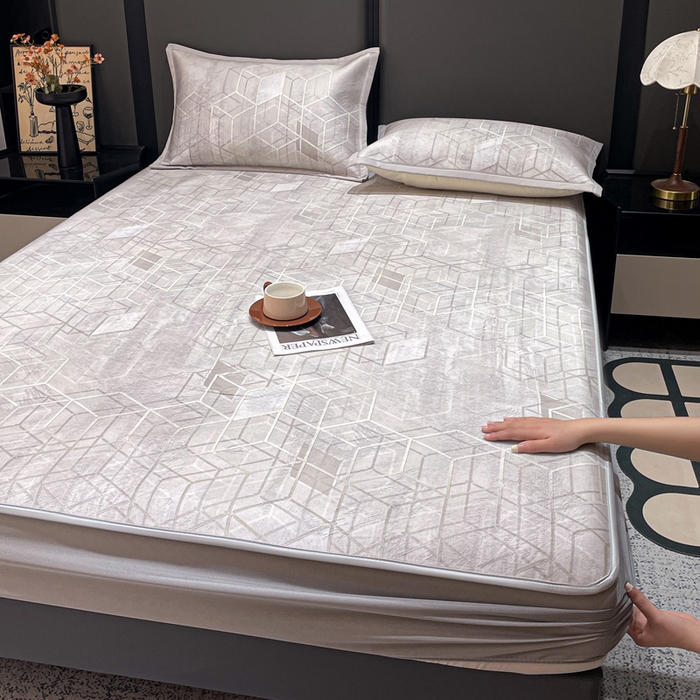 91家纺网 家纺一手货源 找家纺 （总）富馨莱 2026新款高端竹纤维床笠款软凉席三件套夏季凉席席子