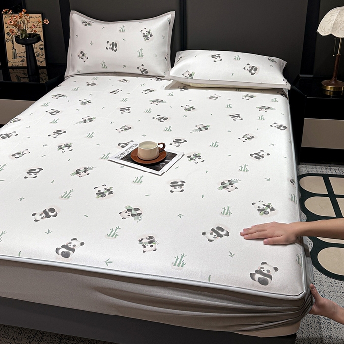 91家纺网 家纺一手货源 找家纺 （总）富馨莱 2026新款高端竹纤维床笠款软凉席三件套夏季凉席席子