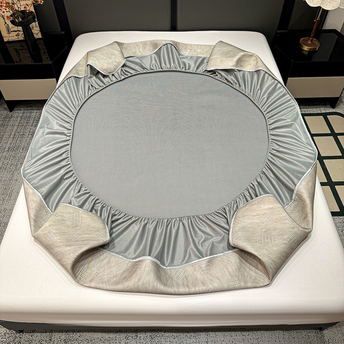 91家纺网 家纺一手货源 找家纺 富馨莱 2026新款高端竹纤维床笠款软凉席三件套夏季凉席席子 驰野听风-灰绿