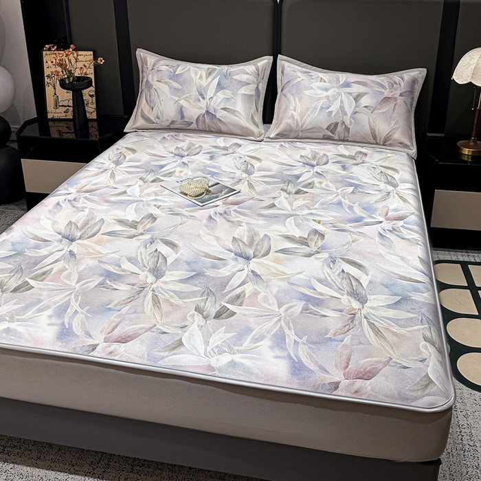 91家纺网 家纺一手货源 找家纺 富馨莱 2026新款高端竹纤维床笠款软凉席三件套夏季凉席席子 蝶韵