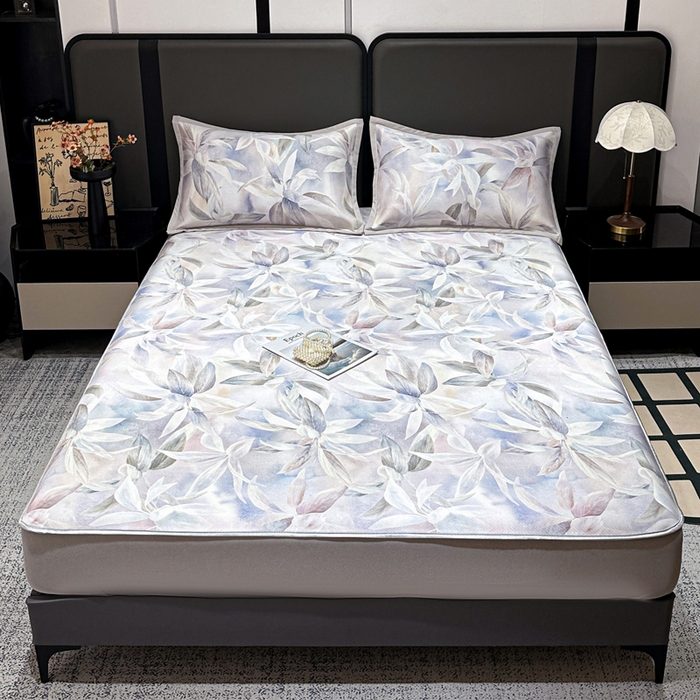 91家纺网 家纺一手货源 找家纺 富馨莱 2026新款高端竹纤维床笠款软凉席三件套夏季凉席席子 蝶韵