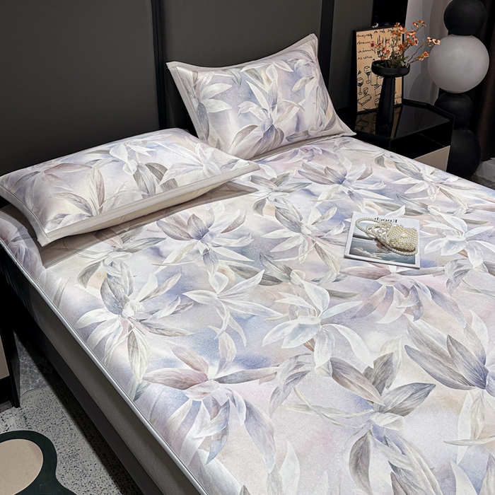 91家纺网 家纺一手货源 找家纺 富馨莱 2026新款高端竹纤维床笠款软凉席三件套夏季凉席席子 蝶韵