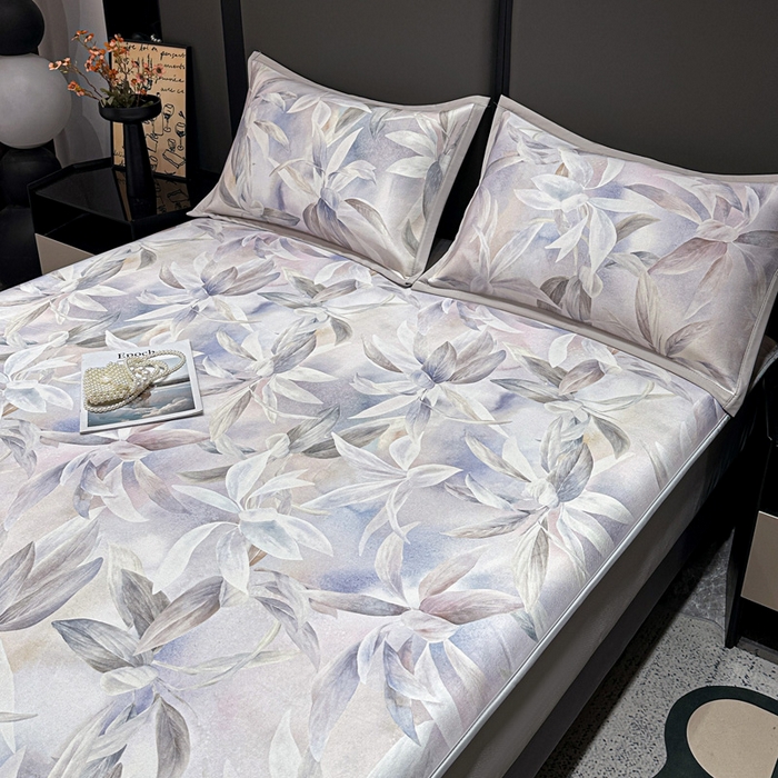 91家纺网 家纺一手货源 找家纺 富馨莱 2026新款高端竹纤维床笠款软凉席三件套夏季凉席席子 蝶韵