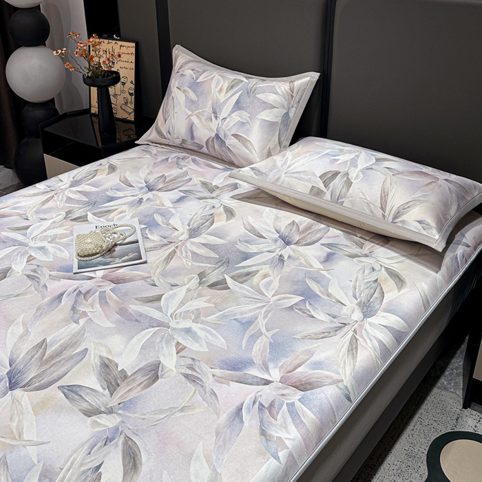 91家纺网 家纺一手货源 找家纺 富馨莱 2026新款高端竹纤维床笠款软凉席三件套夏季凉席席子 蝶韵