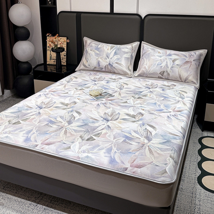 91家纺网 家纺一手货源 找家纺 富馨莱 2026新款高端竹纤维床笠款软凉席三件套夏季凉席席子 蝶韵