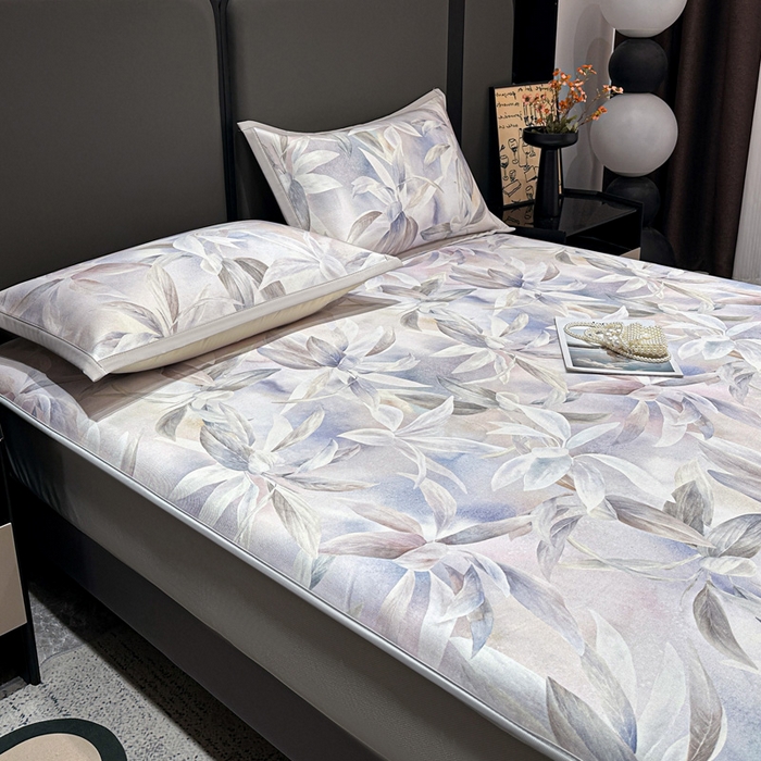 91家纺网 家纺一手货源 找家纺 富馨莱 2026新款高端竹纤维床笠款软凉席三件套夏季凉席席子 蝶韵