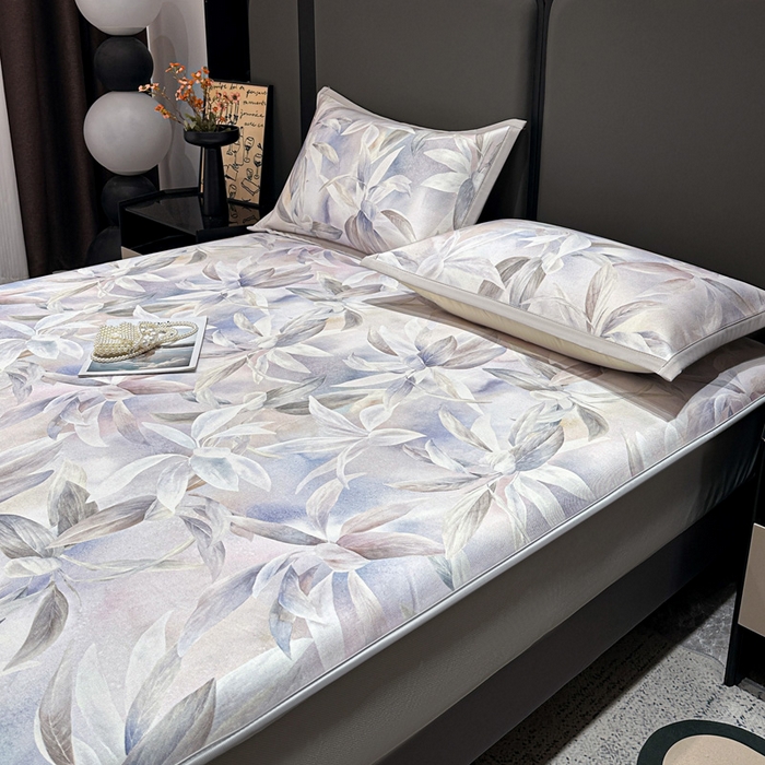 91家纺网 家纺一手货源 找家纺 富馨莱 2026新款高端竹纤维床笠款软凉席三件套夏季凉席席子 蝶韵