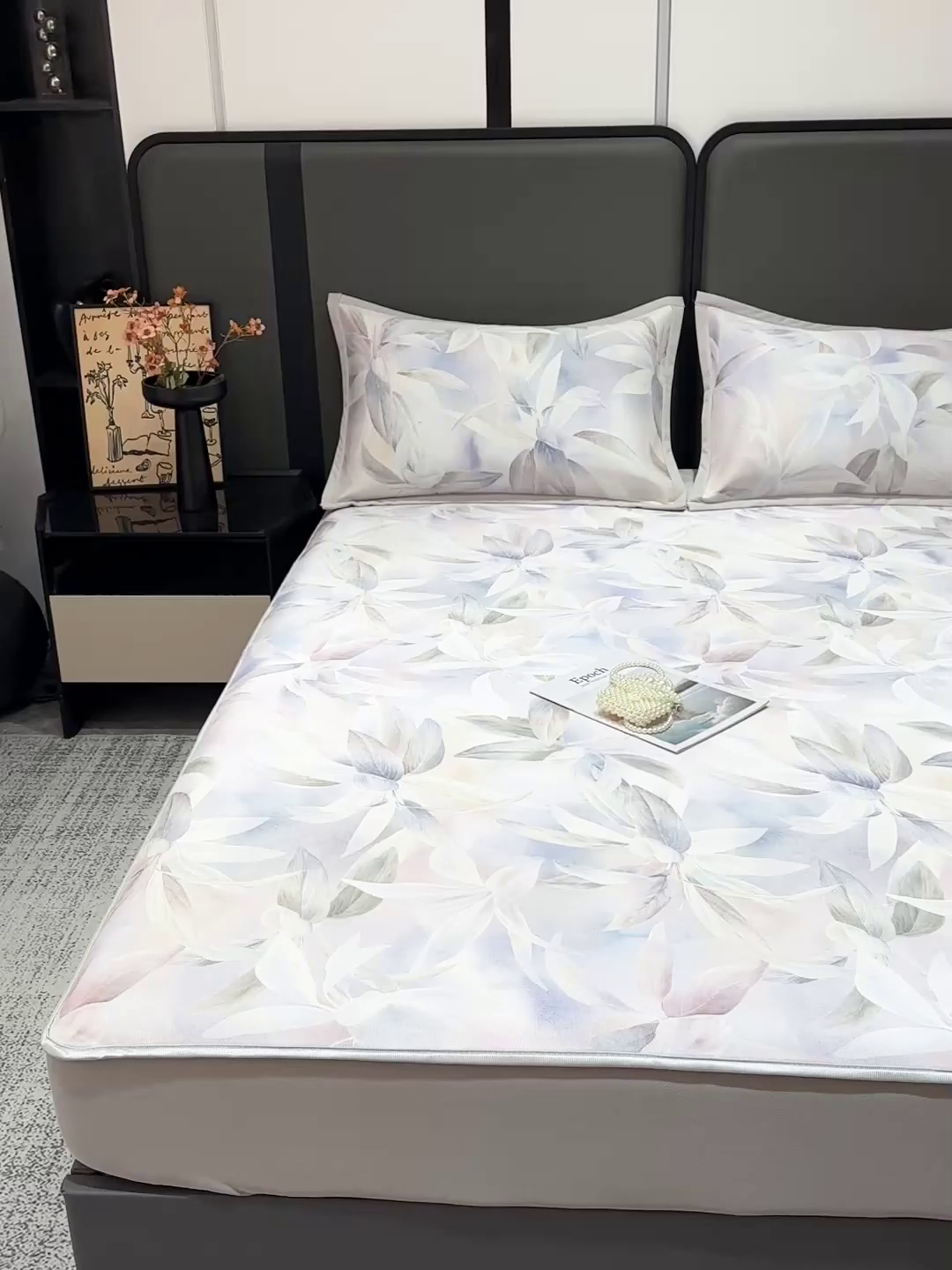 91家纺网 家纺一手货源 找家纺 富馨莱 2026新款高端竹纤维床笠款软凉席三件套夏季凉席席子 蝶韵