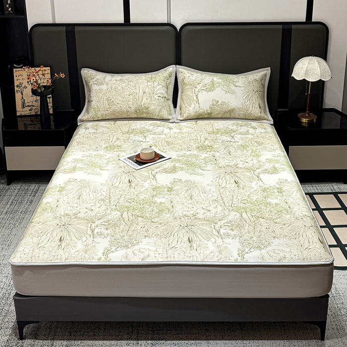 91家纺网 家纺一手货源 找家纺 富馨莱 2026新款高端竹纤维床笠款软凉席三件套夏季凉席席子 山间晚风