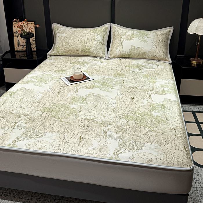 91家纺网 家纺一手货源 找家纺 富馨莱 2026新款高端竹纤维床笠款软凉席三件套夏季凉席席子 山间晚风