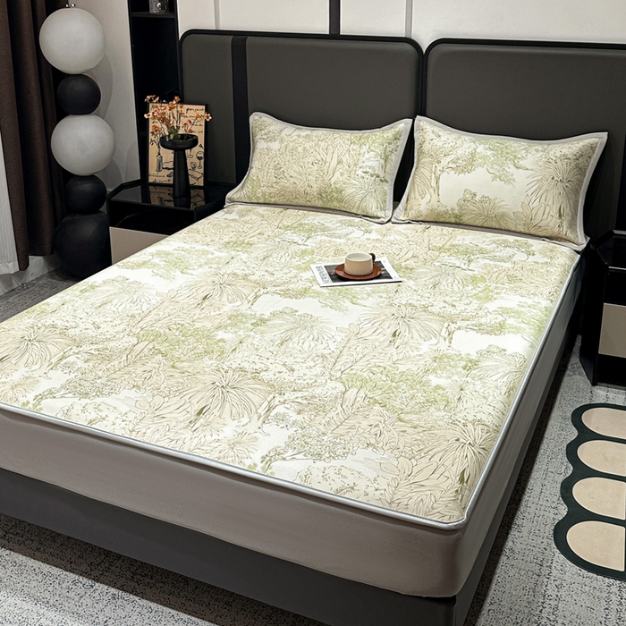 91家纺网 家纺一手货源 找家纺 富馨莱 2026新款高端竹纤维床笠款软凉席三件套夏季凉席席子 山间晚风