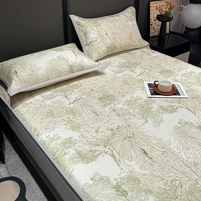 91家纺网 家纺一手货源 找家纺 富馨莱 2026新款高端竹纤维床笠款软凉席三件套夏季凉席席子 山间晚风