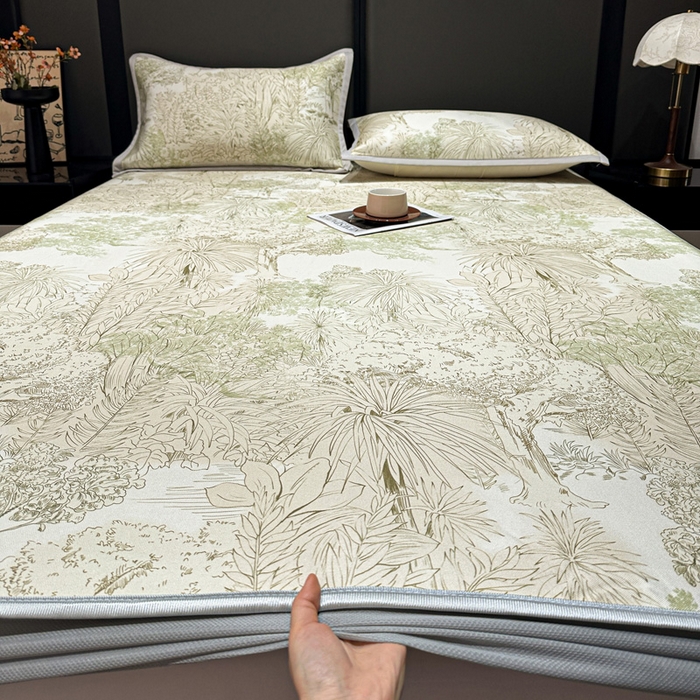 91家纺网 家纺一手货源 找家纺 富馨莱 2026新款高端竹纤维床笠款软凉席三件套夏季凉席席子 山间晚风