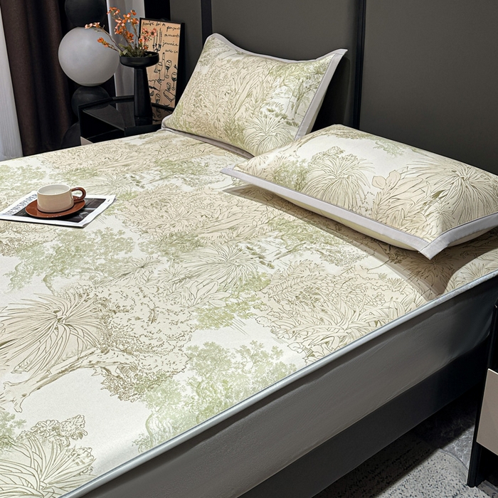 91家纺网 家纺一手货源 找家纺 富馨莱 2026新款高端竹纤维床笠款软凉席三件套夏季凉席席子 山间晚风