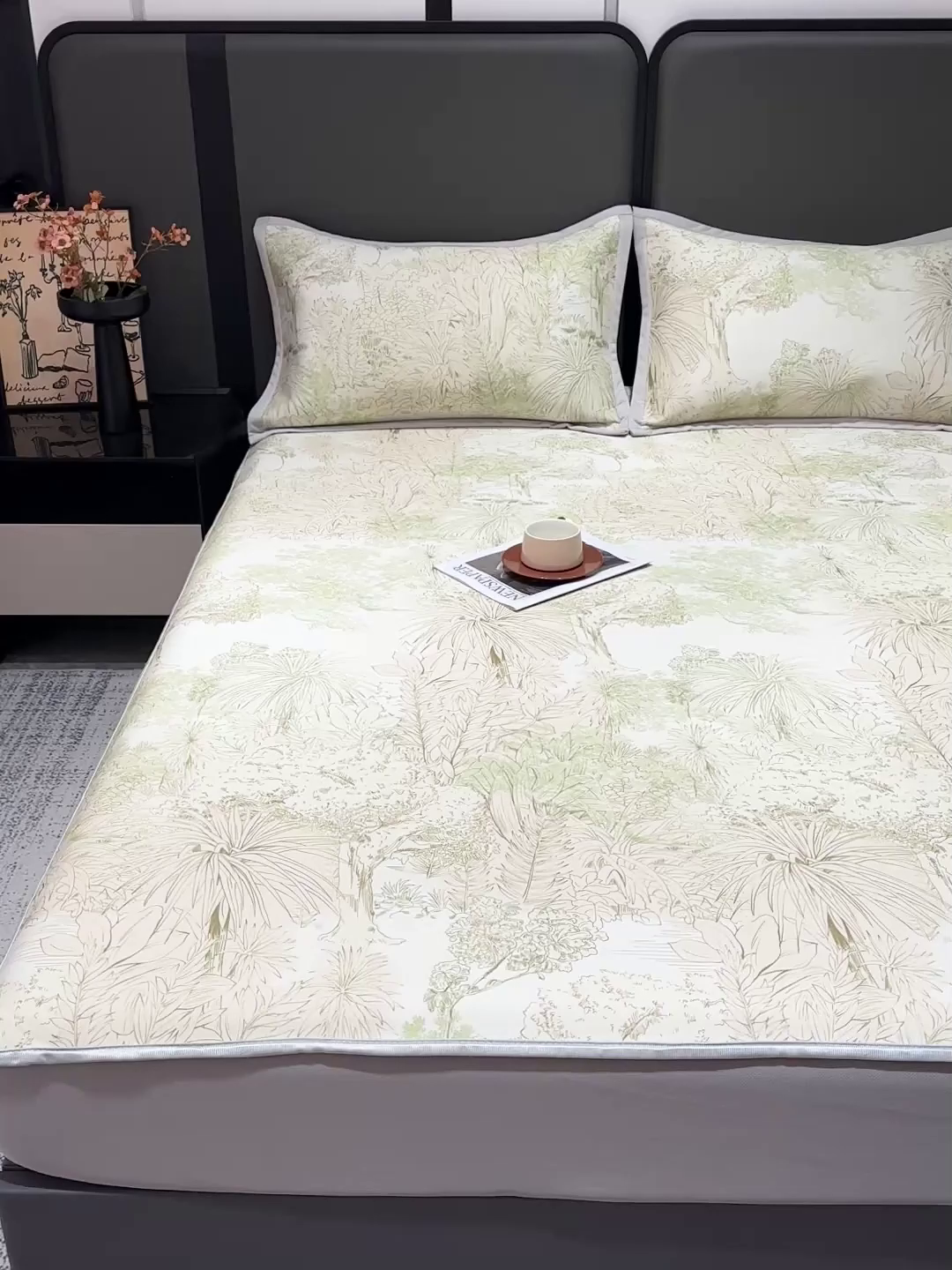 91家纺网 家纺一手货源 找家纺 富馨莱 2026新款高端竹纤维床笠款软凉席三件套夏季凉席席子 山间晚风