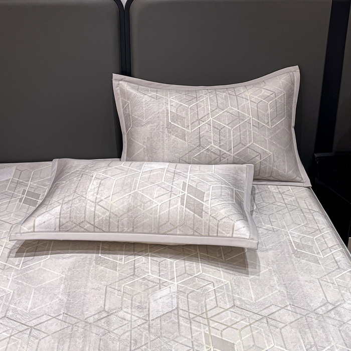 91家纺网 家纺一手货源 找家纺 富馨莱 2026新款高端竹纤维床笠款软凉席三件套夏季凉席席子 维度空间