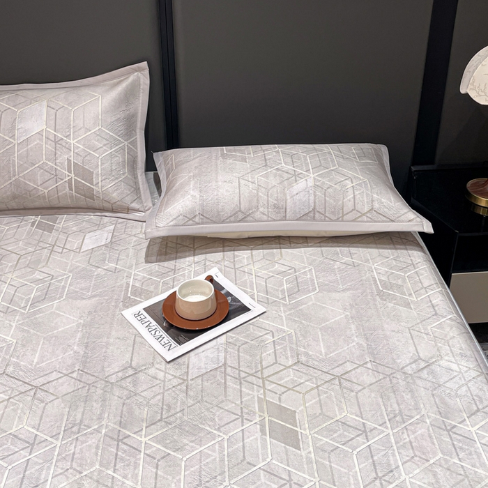 91家纺网 家纺一手货源 找家纺 富馨莱 2026新款高端竹纤维床笠款软凉席三件套夏季凉席席子 维度空间