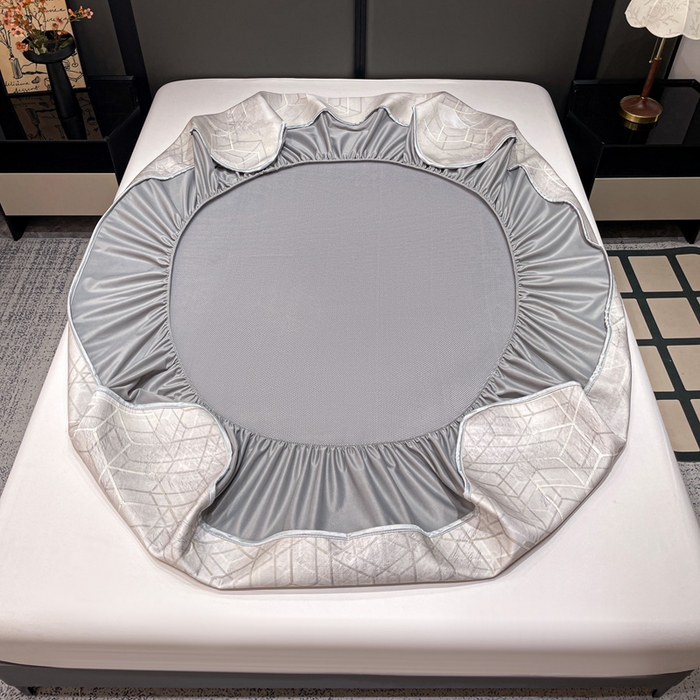 91家纺网 家纺一手货源 找家纺 富馨莱 2026新款高端竹纤维床笠款软凉席三件套夏季凉席席子 维度空间