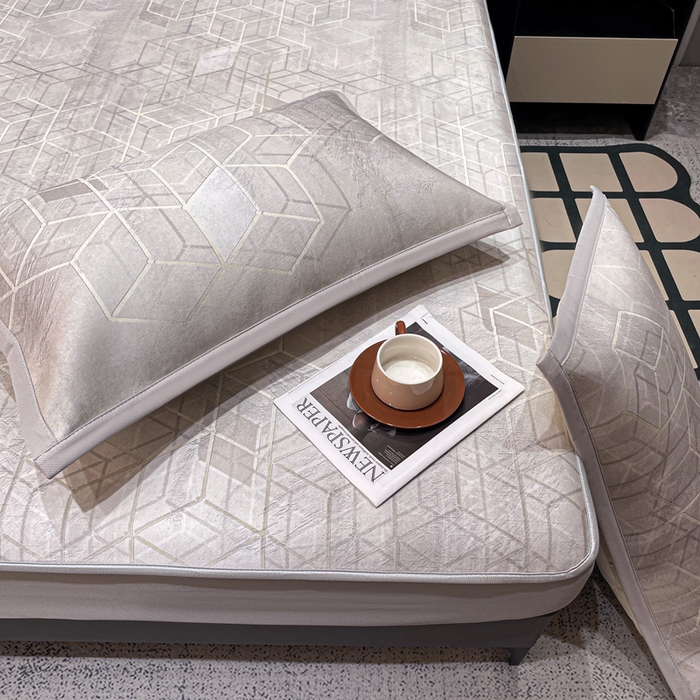 91家纺网 家纺一手货源 找家纺 富馨莱 2026新款高端竹纤维床笠款软凉席三件套夏季凉席席子 维度空间