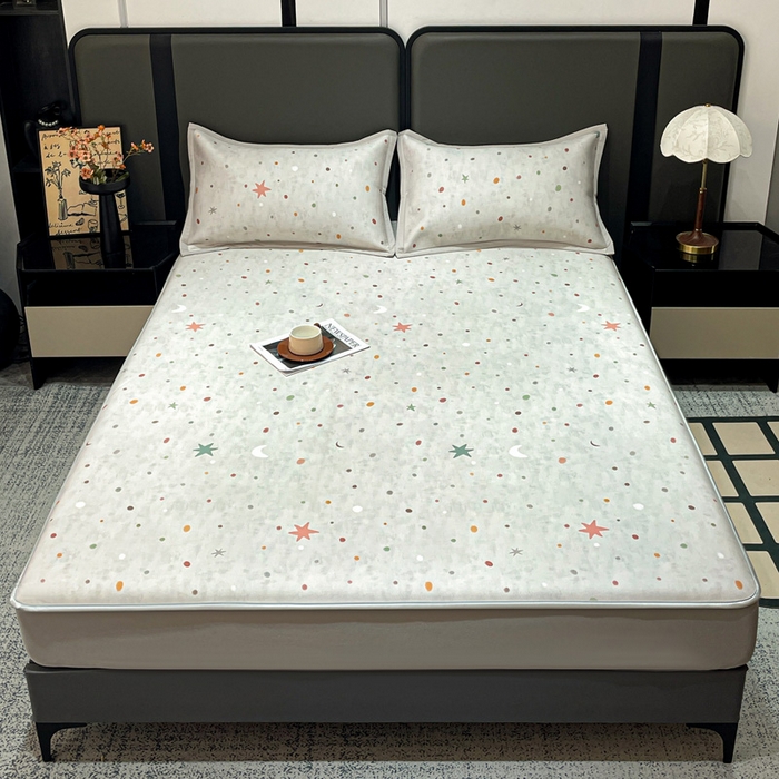 91家纺网 家纺一手货源 找家纺 富馨莱 2026新款高端竹纤维床笠款软凉席三件套夏季凉席席子 星月交辉