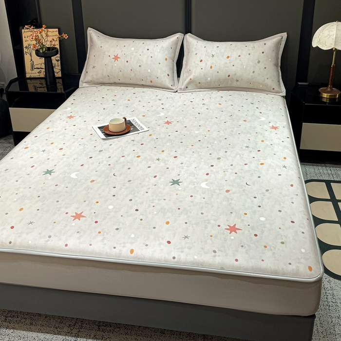 91家纺网 家纺一手货源 找家纺 富馨莱 2026新款高端竹纤维床笠款软凉席三件套夏季凉席席子 星月交辉