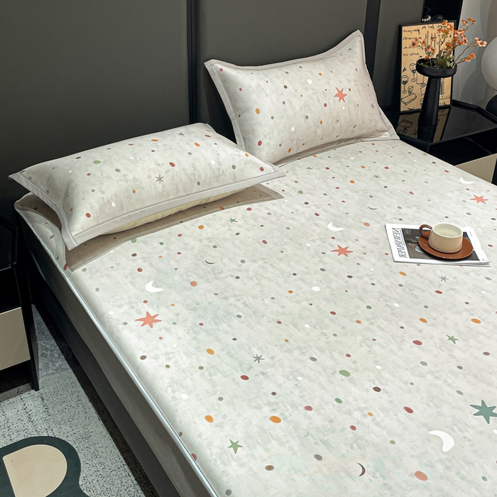 91家纺网 家纺一手货源 找家纺 富馨莱 2026新款高端竹纤维床笠款软凉席三件套夏季凉席席子 星月交辉