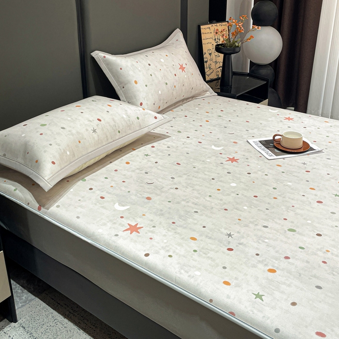 91家纺网 家纺一手货源 找家纺 富馨莱 2026新款高端竹纤维床笠款软凉席三件套夏季凉席席子 星月交辉