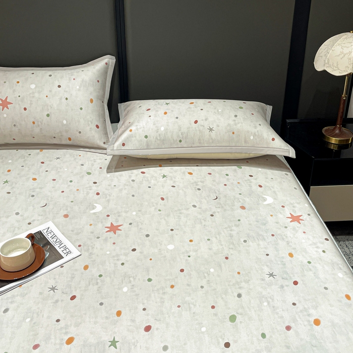 91家纺网 家纺一手货源 找家纺 富馨莱 2026新款高端竹纤维床笠款软凉席三件套夏季凉席席子 星月交辉