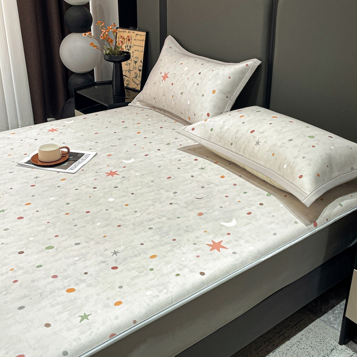 91家纺网 家纺一手货源 找家纺 富馨莱 2026新款高端竹纤维床笠款软凉席三件套夏季凉席席子 星月交辉