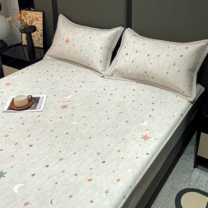 91家纺网 家纺一手货源 找家纺 富馨莱 2026新款高端竹纤维床笠款软凉席三件套夏季凉席席子 星月交辉