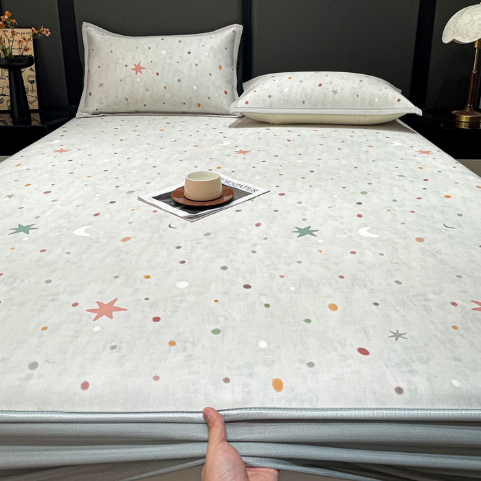 91家纺网 家纺一手货源 找家纺 富馨莱 2026新款高端竹纤维床笠款软凉席三件套夏季凉席席子 星月交辉