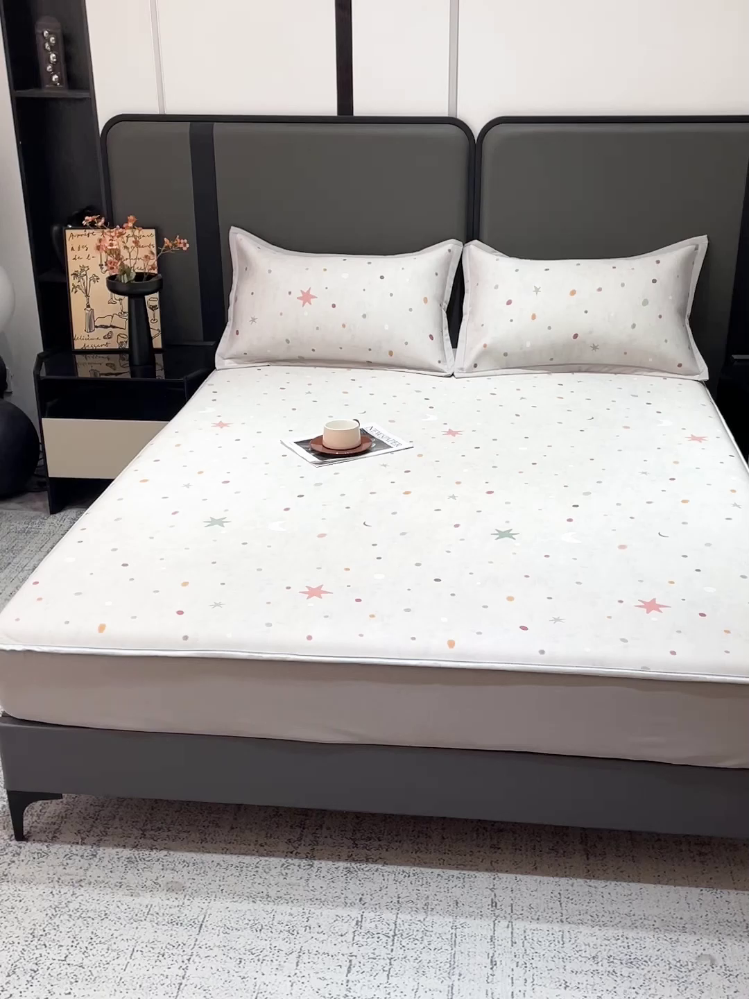 91家纺网 家纺一手货源 找家纺 富馨莱 2026新款高端竹纤维床笠款软凉席三件套夏季凉席席子 星月交辉