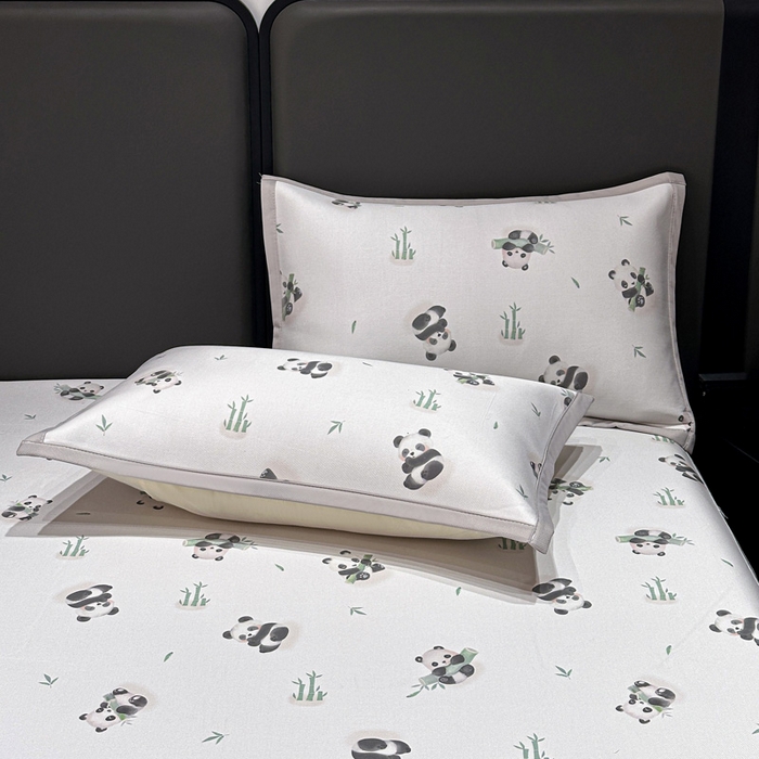 91家纺网 家纺一手货源 找家纺 富馨莱 2026新款高端竹纤维床笠款软凉席三件套夏季凉席席子 竹子熊猫