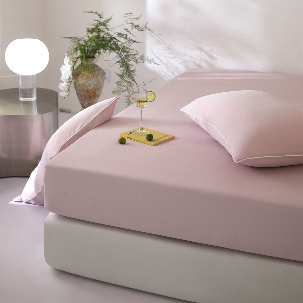 91家纺网 家纺一手货源 找家纺 头等舱  2026新款锦氨A类凉感（165克）床笠 某姆同款 豆沙粉