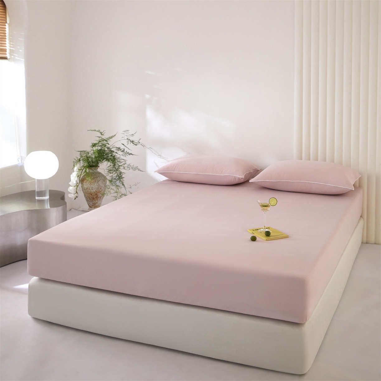 91家纺网 家纺一手货源 找家纺 头等舱  2026新款锦氨A类凉感（165克）床笠 某姆同款 豆沙粉