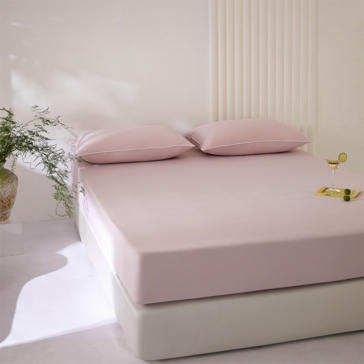 91家纺网 家纺一手货源 找家纺 头等舱  2026新款锦氨A类凉感（165克）床笠 某姆同款 豆沙粉