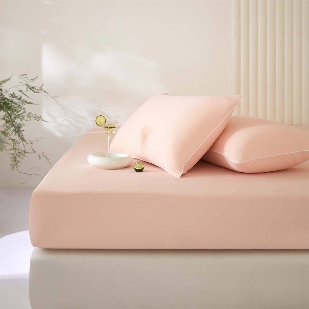 91家纺网 家纺一手货源 找家纺 头等舱  2026新款锦氨A类凉感（165克）床笠 某姆同款 海棠玉