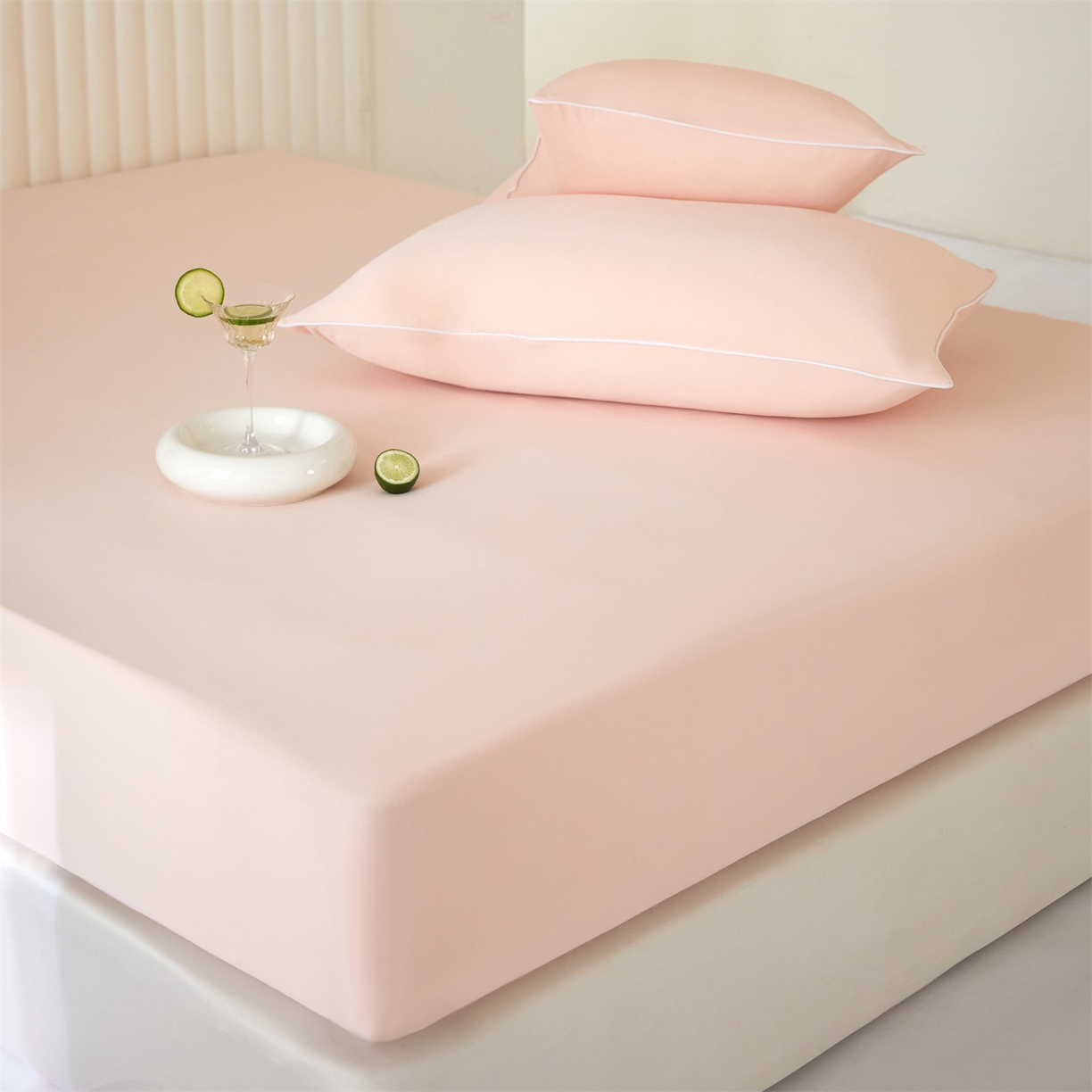 91家纺网 家纺一手货源 找家纺 头等舱  2026新款锦氨A类凉感（165克）床笠 某姆同款 海棠玉