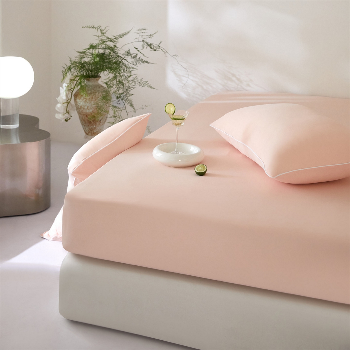 91家纺网 家纺一手货源 找家纺 头等舱  2026新款锦氨A类凉感（165克）床笠 某姆同款 海棠玉