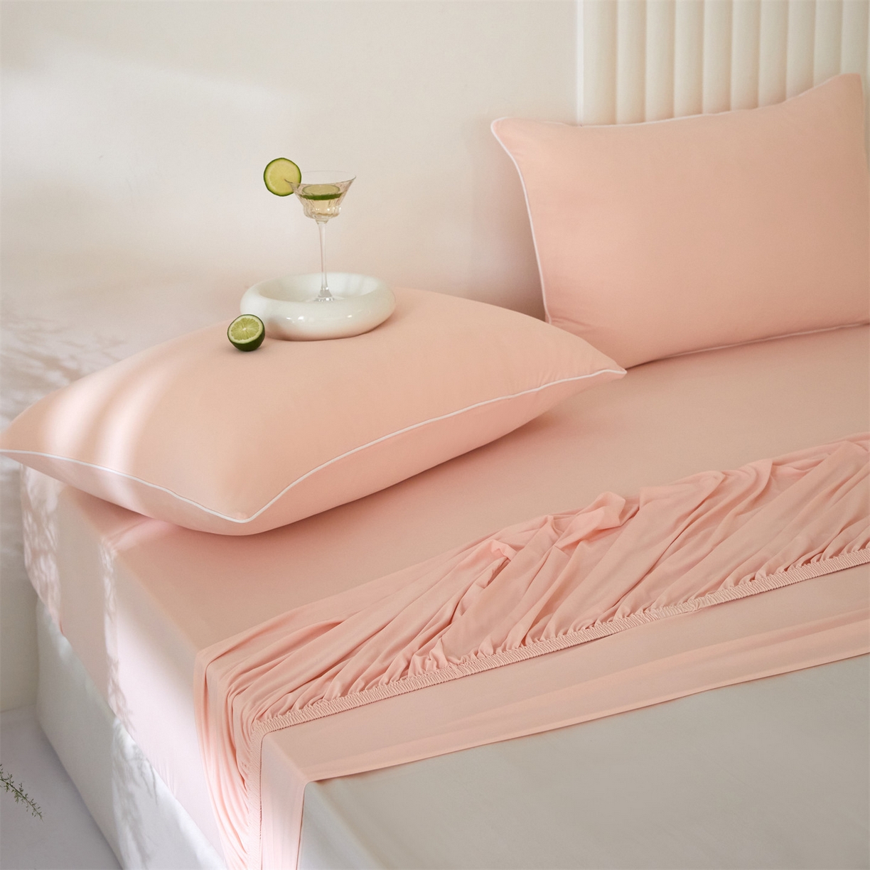 91家纺网 家纺一手货源 找家纺 头等舱  2026新款锦氨A类凉感（165克）床笠 某姆同款 海棠玉